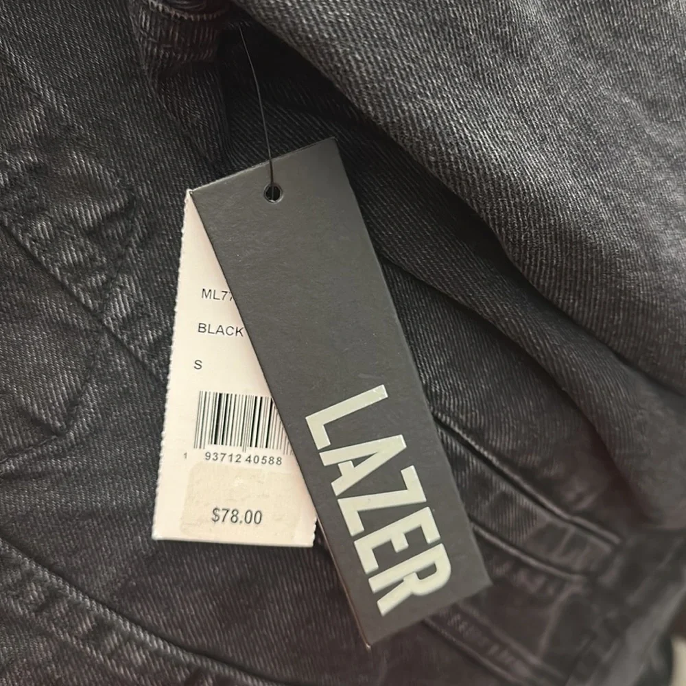 Lazer Black Denim Jean Vintage Wash Jacket - Picture 3 of 7